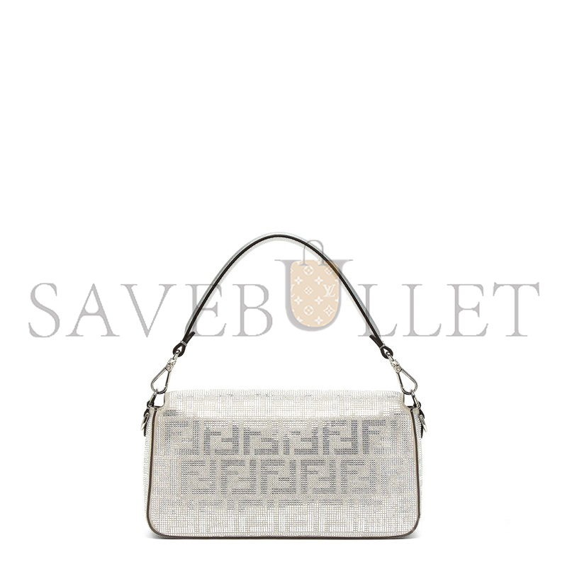 F**di crystal vitello laminato ff medium baguette crystal argento 8br600apkff1jsu (27*15*6cm)